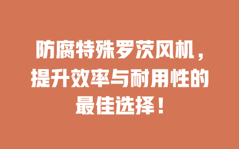 防腐特殊罗茨风机，提升效率与耐用性的最佳选择！ 一