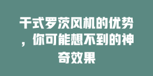 干式罗茨风机的优势，你可能想不到的神奇效果