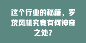 这个行业的秘籍，罗茨风机究竟有何神奇之处？