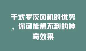 干式罗茨风机的优势，你可能想不到的神奇效果